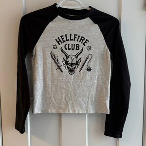 Hellfire Club Stranger Things Kids Raglan Shirt - Black and Gray